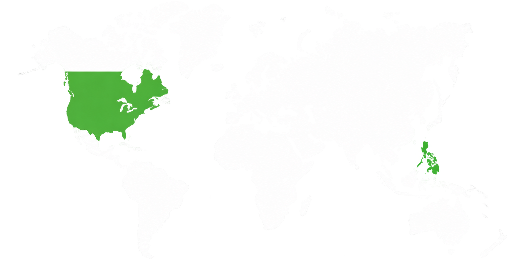 Map highlighting Right Team Provider locations in the United States and the Philippines